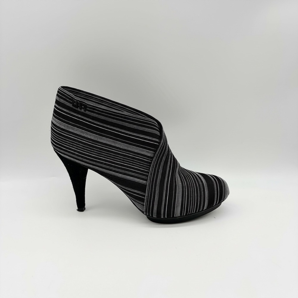 United Nude Booties Womens 40 Black Fold Hi Striped Elastic Architectural Heel